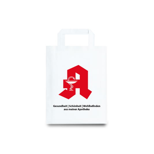 Freigestelltes Bild von Papiertasche mit Apothekenlogo