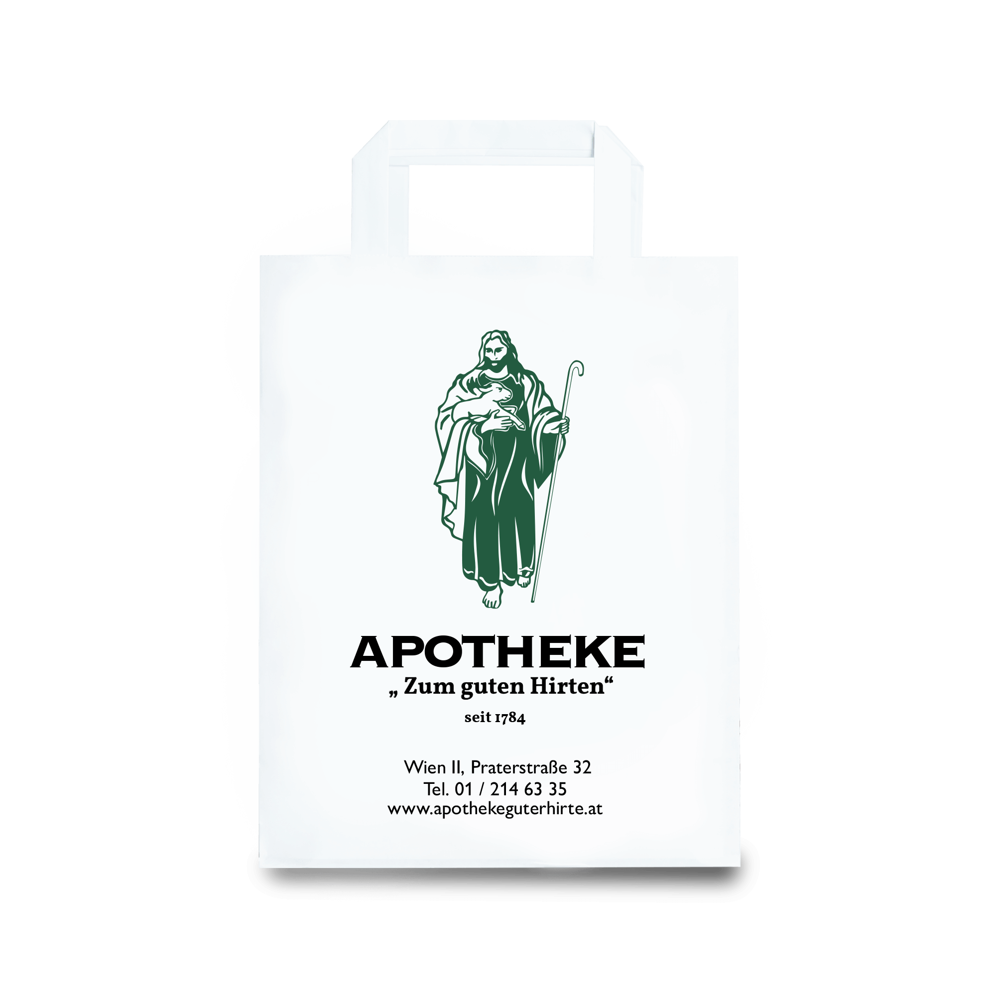 Individuelles Logo auf Papiertragetasche von apothekentasche.de