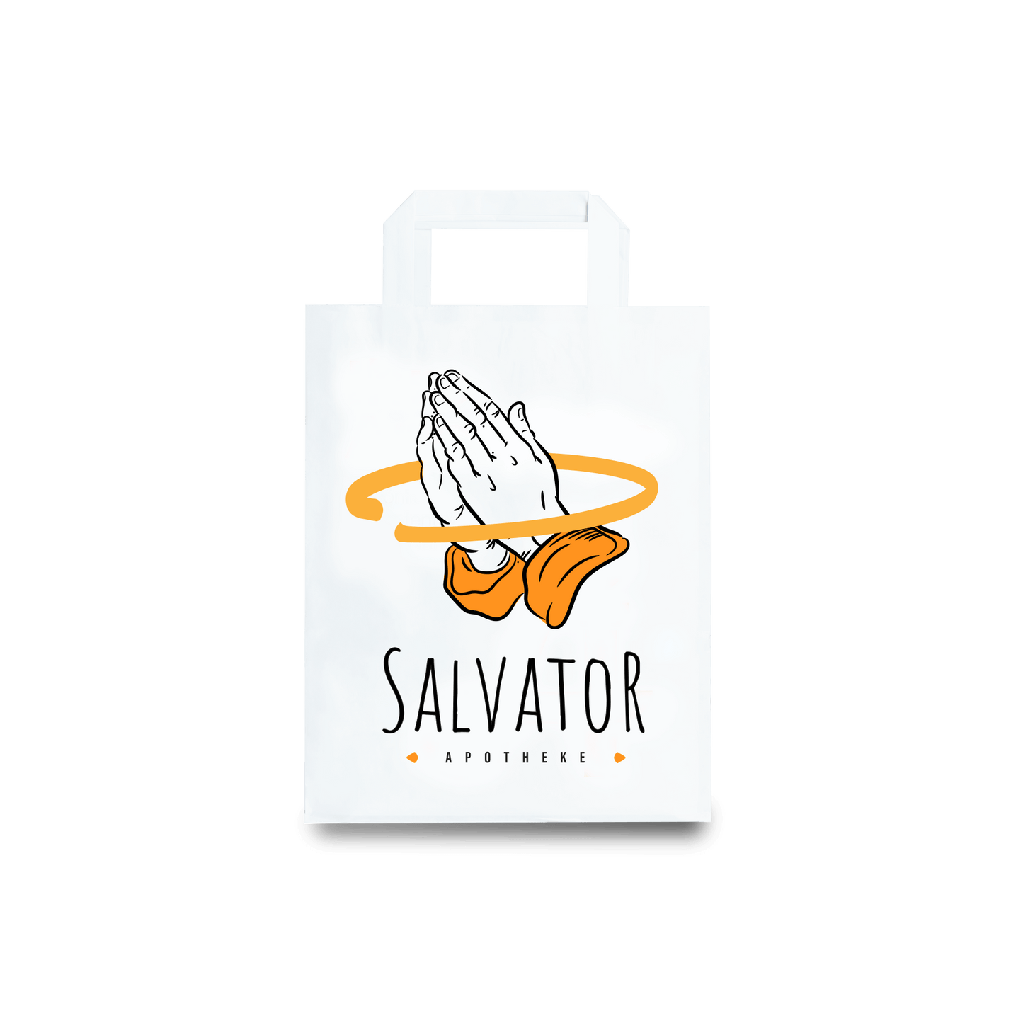 Papiertragetasche Individualdruck Größe S mit Apothekenlogo Salvator für nachhaltige Verpackung.