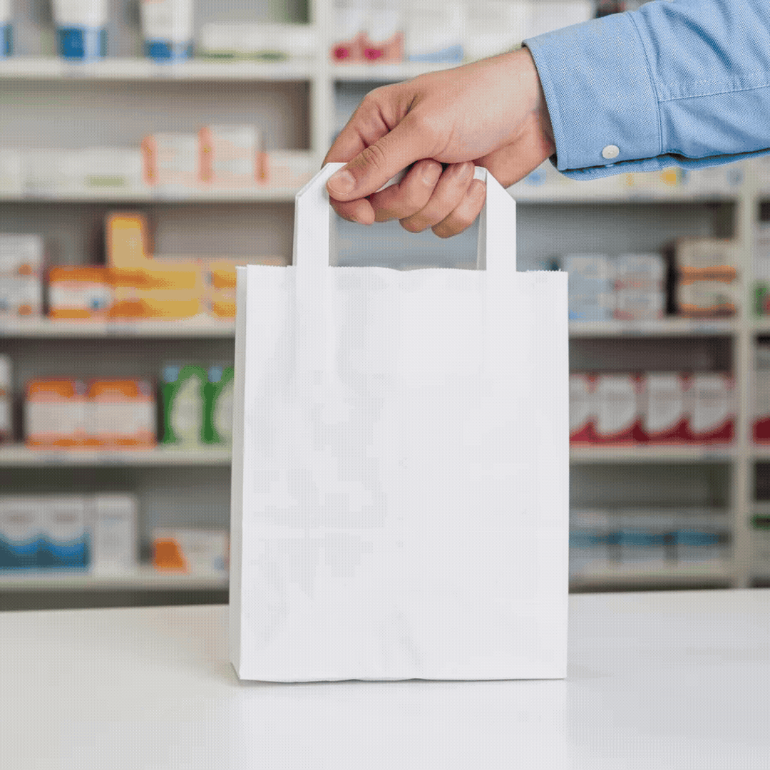 Individualdruck von Papiertragetaschen für Apotheken. Viele Apotheken vertrauen bereits auf uns